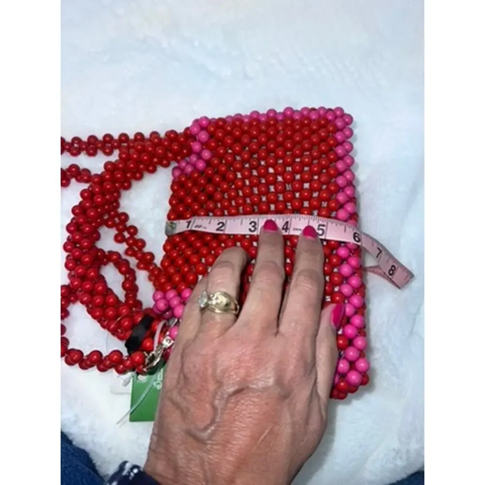 NWT Kate Spade x Target Women's Red & Pink Beaded Shoulder‎ Bag Casual